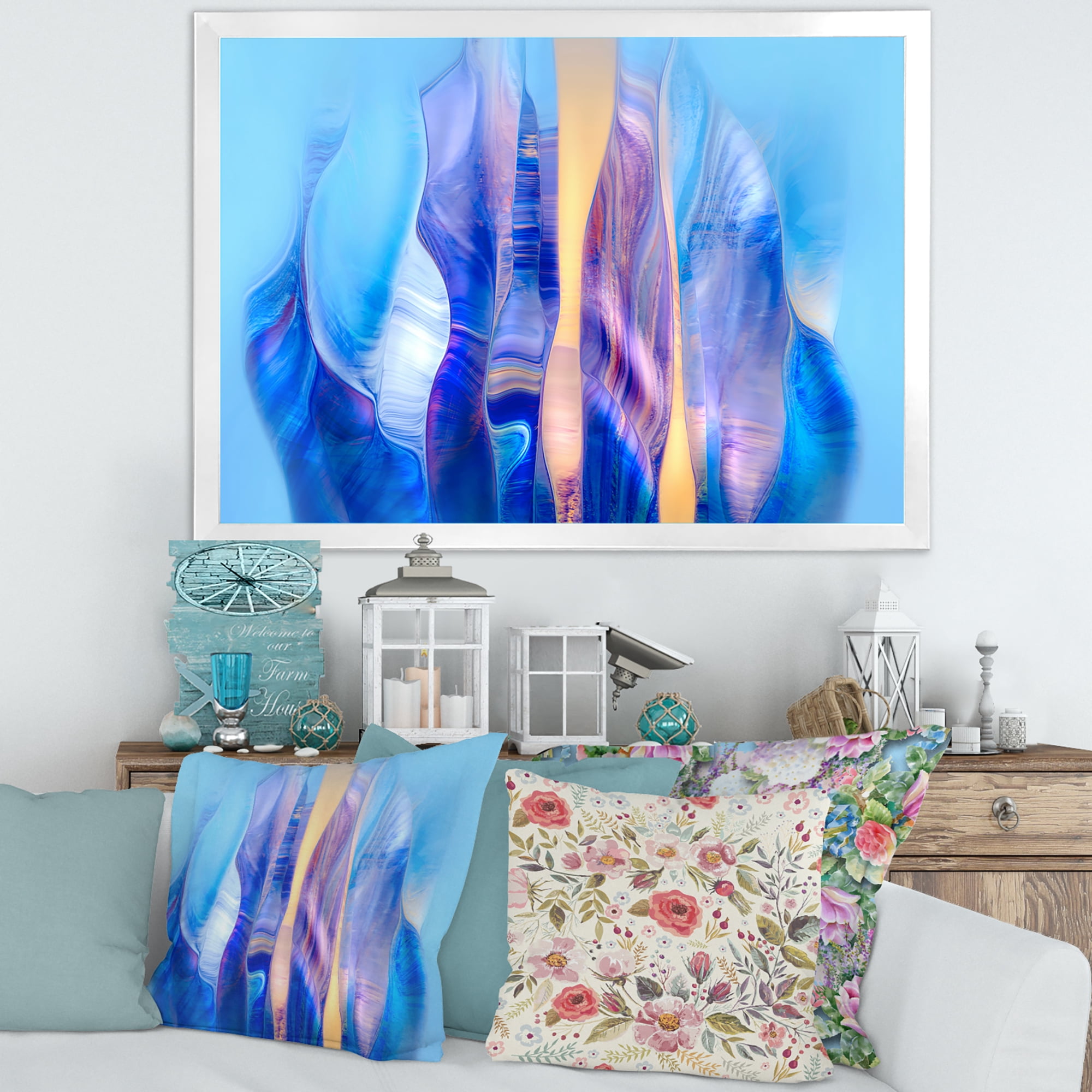 Designart 'Abstract Colorful Twisted Wavy Shape In Motion' Modern Framed Art Print