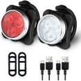 thumbnail image 1 of Bike Light Set, USB Rechargeable, Super Bright Bicycle Light, Bike Lights Front and Back, Bike Headlight, 2X Longer Battery Life, Waterproof, 4 Modes (2 Cables, 4 Straps) - 1 Pack, 1 of 8