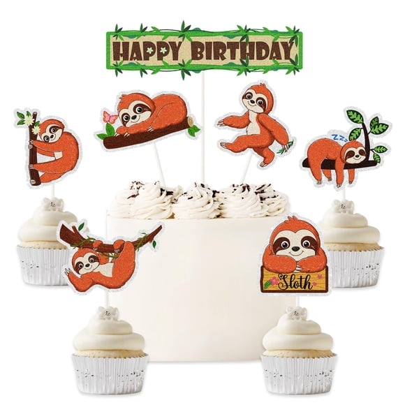 Fiesta de cumpleaños de Cake Topper EQ Evairisqing Sloth