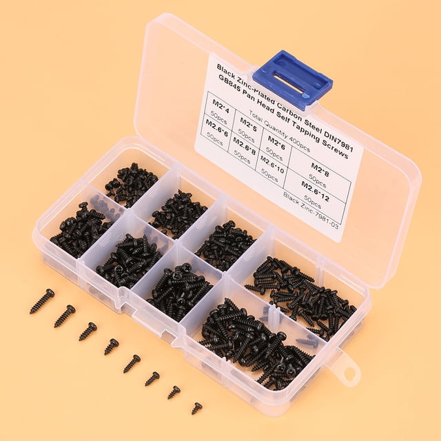 Vis, 400 Pcs Noir M2/M2.6 Tête de Poêle Croisée Vis Tête de Poêle Design Profilé