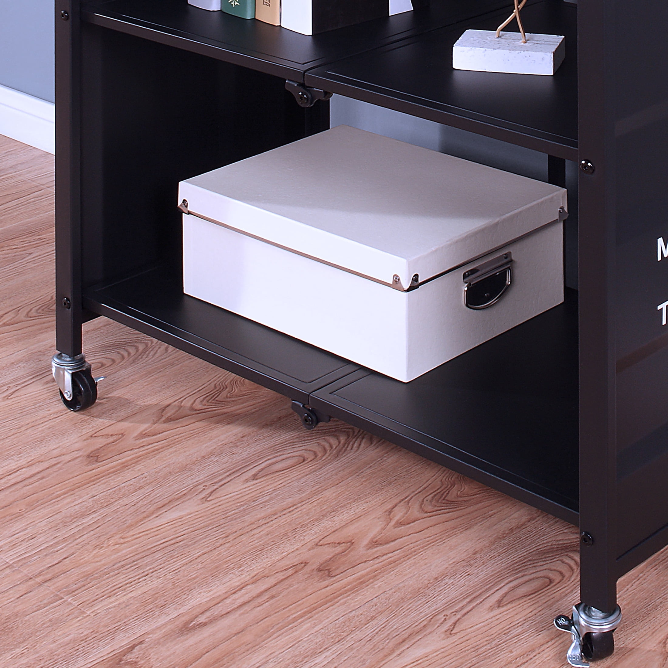 Furniture of America Maxima Metal Folding Bookcase with Wheels, Black