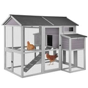Aivituvin Wooden Chicken Coop for 8 - 10 Chicken, Extra Large with Nesting Box Gray