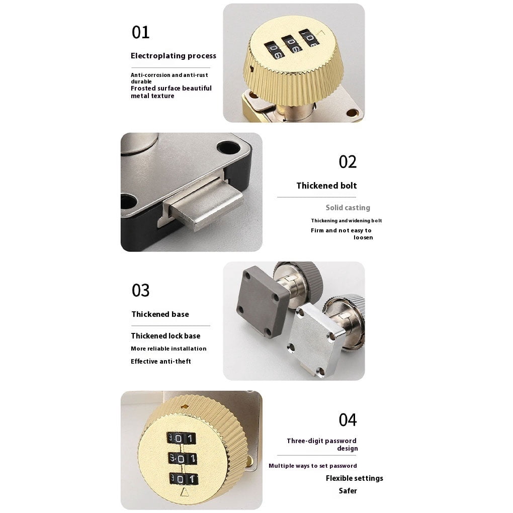 Maoww Cabinets Safe Zinc-Alloy Security Cabinet Cam Lock 3-digit