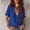 Dark Blue, variant on Morttic Women's Solid Color V-Neck Ruffle Trim Puff Sleeve Blouse – Loose Bohemian Summer Vacation & Daily Top Wine Red,S
