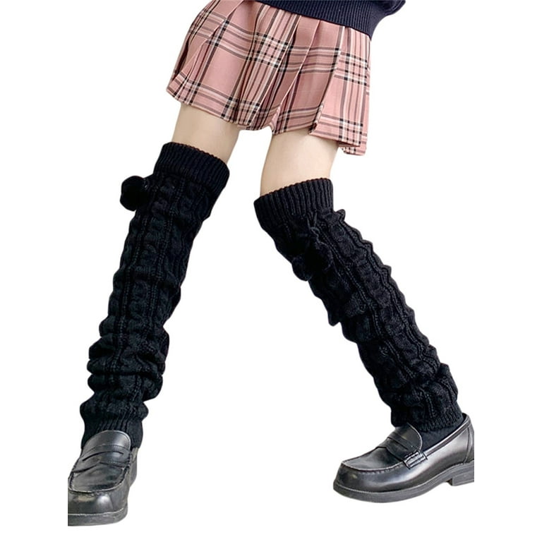 Womens Over Knee High Socks Kawaii Fuzzy Winter Cable Knit Long