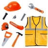 TABGIME 10Pcs Kids Construction Worker Costume Dress-Up Set Pretend Role Play Engineer Kit for 3-6 Toddler, Orange