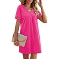 thumbnail image 4 of Fantaslook Summer Dresses for Women Short Sleeve V Neck Casual Shift Dress with Pockets, 4 of 8