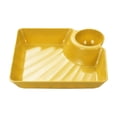 thumbnail image 2 of Sauce Separated Plate with Built-In Dipping Compartment – 2-in-1 Multi-Section Serving Dish Ideal for Appetizers, Sushi, Dumplings, Chips, Fried Chicken and Various Snacks Yellow, 2 of 6