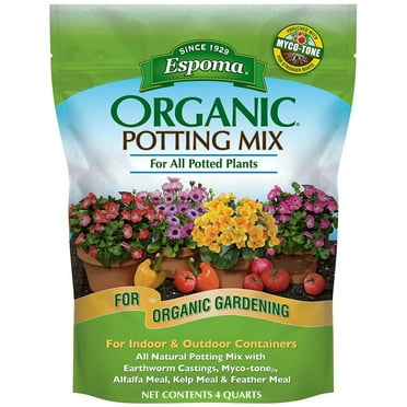 Espoma Organic Potting Soil Mix, All Natural Potting Mix For All Indoor & Outdoor Containers Including Herbs & Vegetables for Organic Gardening, 4qt