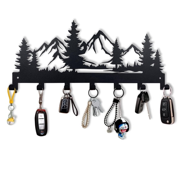 Metal Wall Mounted Key Holder with 7 Sturdy Hooks, Decor Key Organizer Rack, Multi-Purpose Key Hanger for Entryway Hallway Kitchen Bedroom Doorway Camper Decor