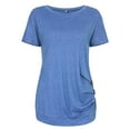 thumbnail image 4 of TEMOFON Women's Casual Tops Summer Short Sleeve Round Neck Loose Tunic Cute T Shirt Blouse Tops Blue, 4 of 5