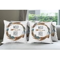 thumbnail image 6 of Ambesonne Feather Throw Pillow Cover 4 Pack, Wreath with Bird Design, 18", Brown Orange Blue, 6 of 7