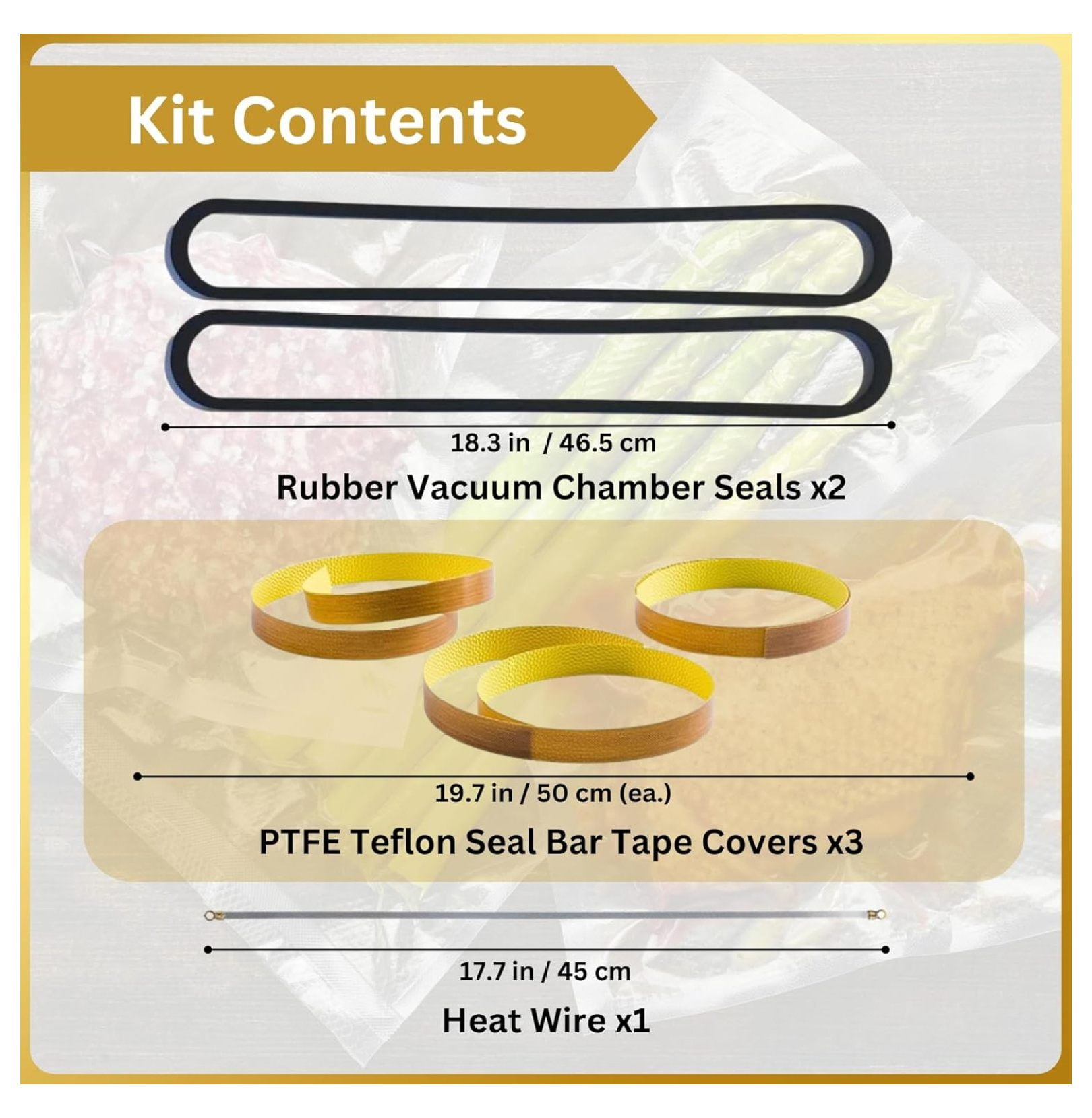 Vacuum Sealer Parts Kit Compatible with PRO-2100, PRO-2300, PRO-3500 - Seals & Tape
