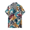 thumbnail image 2 of Xysaqa Mens Hawaiian Tropical Print Shirts Casual Short Sleeve Button-Down Shirt Summer Beach Shirts (S-5XL Big & Tall), 2 of 5