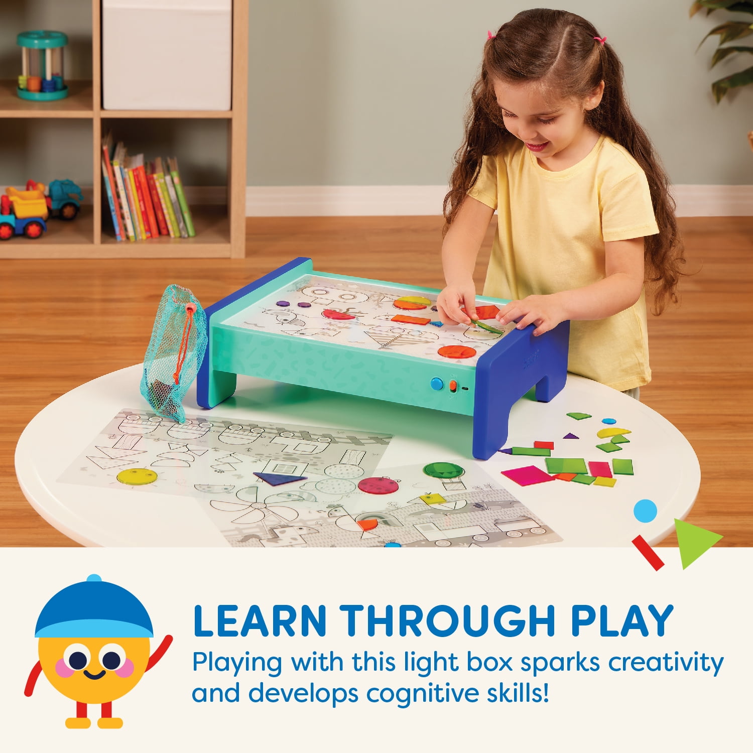 Battat Shine Bright Plastic Lightbox 60 Shapes 3 Transparency Sheets, Toddler and Preschool Toys  (图5)