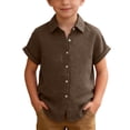 thumbnail image 2 of WQNVRNR Girls Button Down Shirts- Kids Short Sleeve Soft Uniform Cute Dress Shirt Brown Size 6, 2 of 9