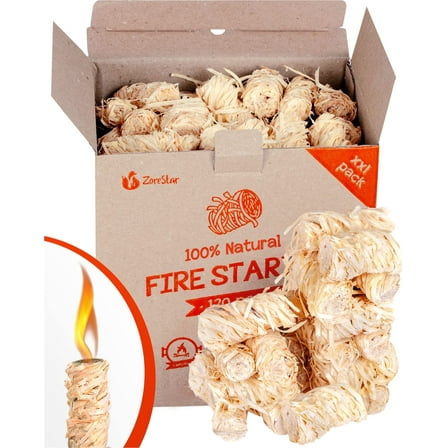 Zorestar Eco-Friendly Fire Starters for Indoor Outdoor Use 120 Count