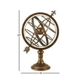thumbnail image 4 of DecMode Traditional Armillary Sphere With Pierced Arrow Metal Decorative Globe with Distressed Brass Finish, 14"W x 25"H, 4 of 13