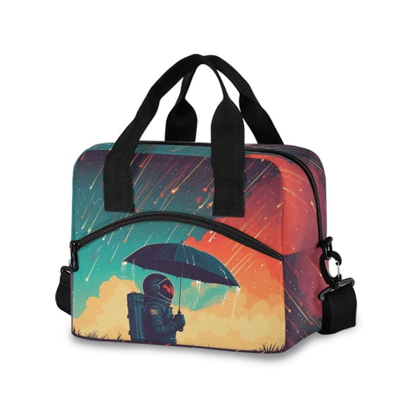 FORMRS Reusable Lunch Bag for Work School Leakproof Insulated Cooler with Adjustable Shoulder Strap, Astronaut and Sky
