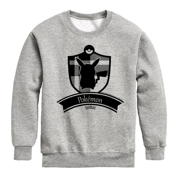 Pokémon - Plaid Badge -Youth Crewneck Fleece Sweatshirt