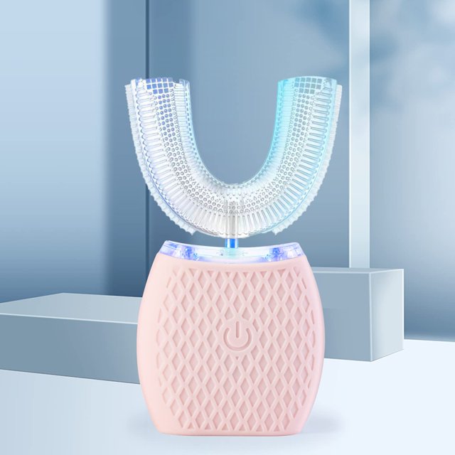 ksoia Cepillo de dientes ultrasónico para adultos, cepillo de dientes eléctrico, cepillo de dientes sónico, limpieza bucal de 360°, carga inalámbrica y luz LED, cabezal de cepillo en forma de U imperm