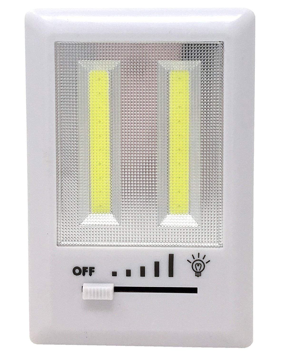 2 X LED BATTERY OPERATED DOUBLE SWITCH NIGHT LIGHT CORDLESS BRIGHT COB CABINET 