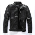 thumbnail image 4 of Pejock Men's Casual Stand Collar PU Leather Jacket Vintage Motorcycle Bomber Jacket, 4 of 4