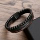 thumbnail image 5 of Pulsera de cuero para hombre con hebilla magnética de obsidiana de piedra natural, pulsera de cuentas tejidas de múltiples capas, 5 of 5
