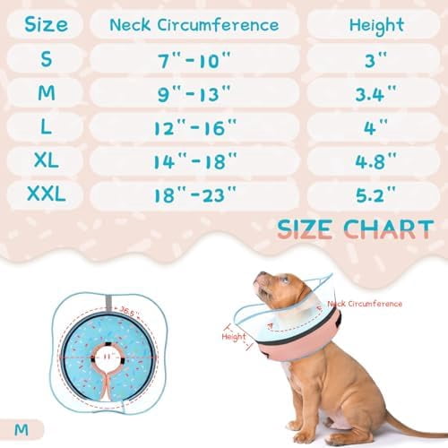 Raised Inflatable Dog Cone Collar to Stop Licking, Soft Dog Cone Alternative After Surgery, Doggie Neck Donut Collar for Small Medium Large Dogs Donut Light Blue,M(Neck 9"-12.5")