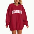 thumbnail image 4 of Towmus Women's Oversized Sweatshirt Los Angeles California Oversized Crewneck Pullover Hoodies Casual Knit Graphic Casual Tops Sweater, 4 of 5