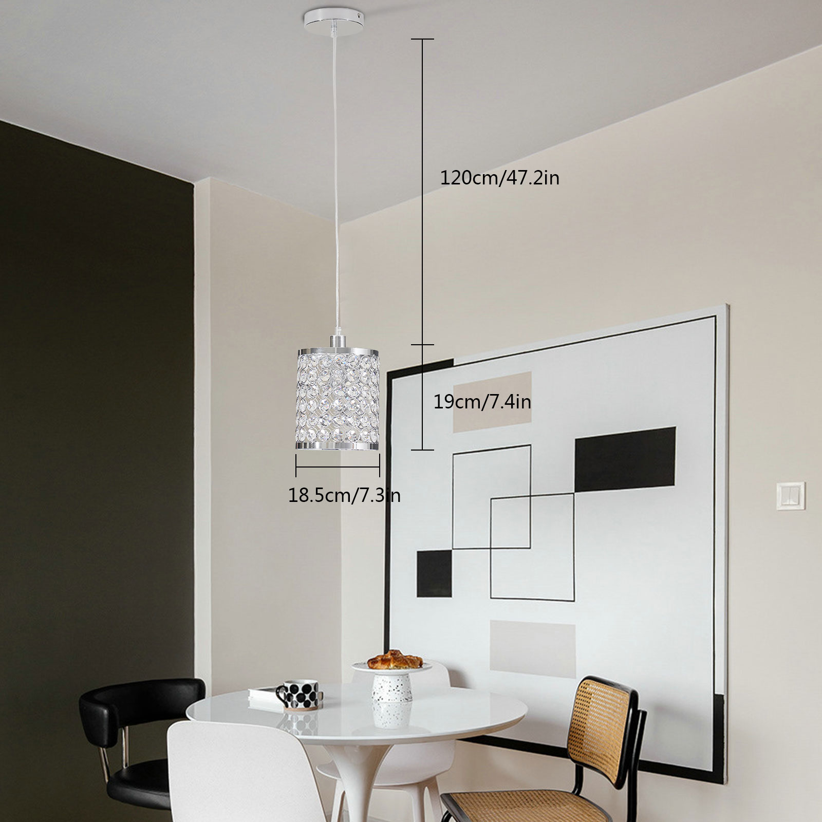 3pc Modern LED Crystal Ceiling Light Dining Room Pendant Lamp Lighting Chandelier for Kitchen, Restaurant, Living Room, Office (E12)