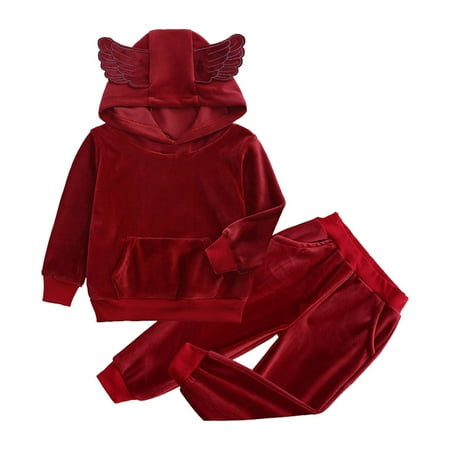 

EnJoCho Fall Clothes for Toddler Kid Baby Girls Boys Long Sleeve Solid Hoodie Tops+Pants Outfits Clothes Little Child Trendy Clothing School Casual Home Wear