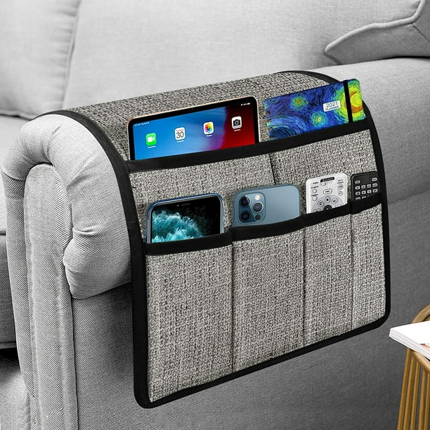 SHTUUYINGGThick Linen Armchair Caddy TV Remote Holder for Couch