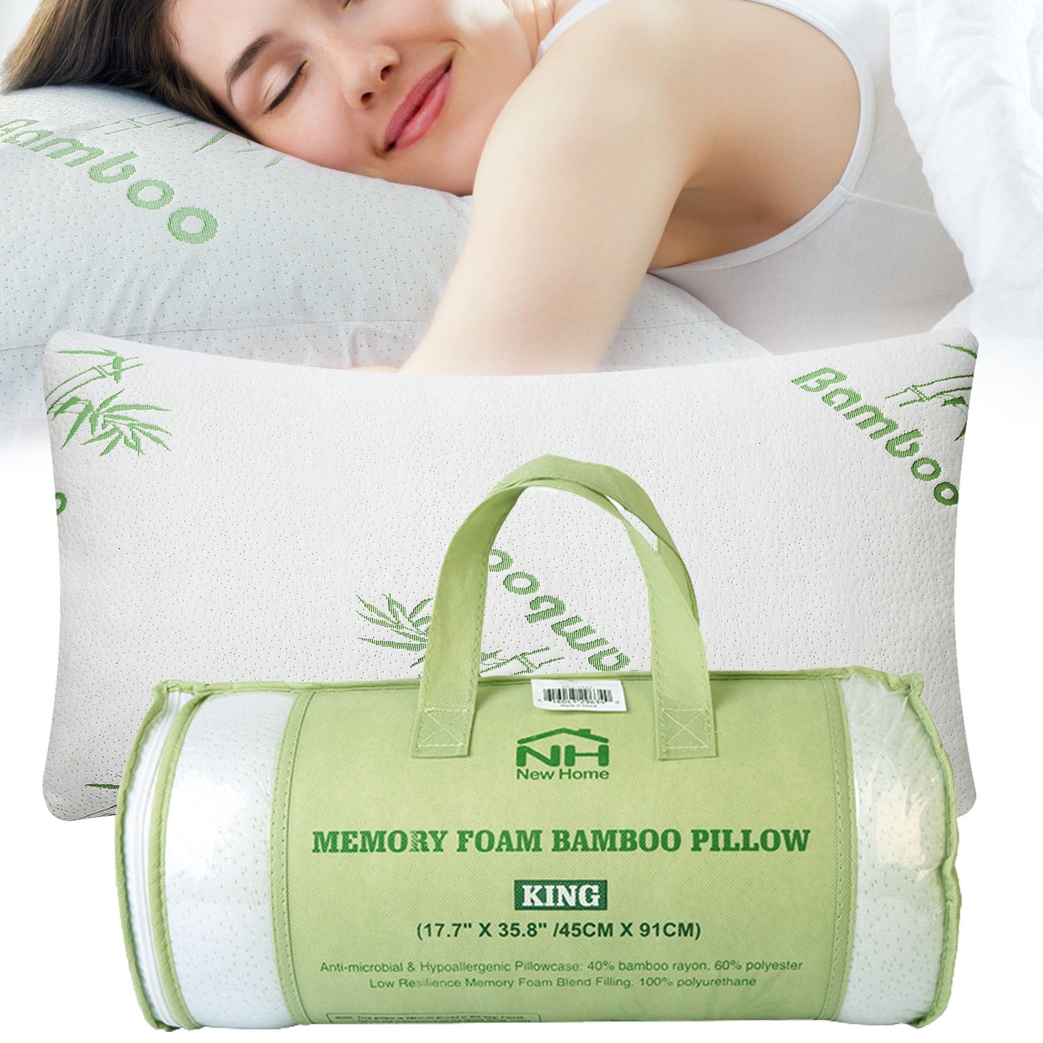 Xtreme Comforts SLIM Hypoallergenic Shredded Memory Foam Pillow with Kool  Flow Bamboo Cover - Machine Washable 