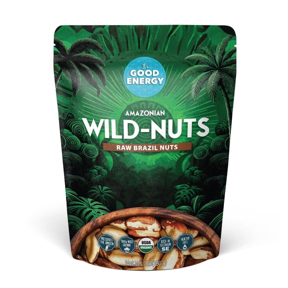 It's Good Energy Organic Brazil Wild Nuts | Raw Brazil Nuts | 100% Wild Grown, Sustainably Collected | Prevents Deforestation | Rich in Selenium | Non-GMO, Natural Snack | 1 LB