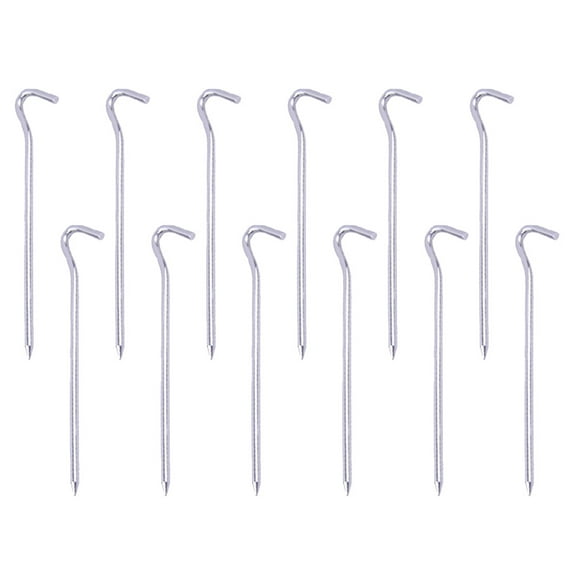 DEEPCRAFF 12-Pack 7.1in Small Ground Stakes for Outdoor Camping, Hiking, and Garden Use Metal Tent Pegs