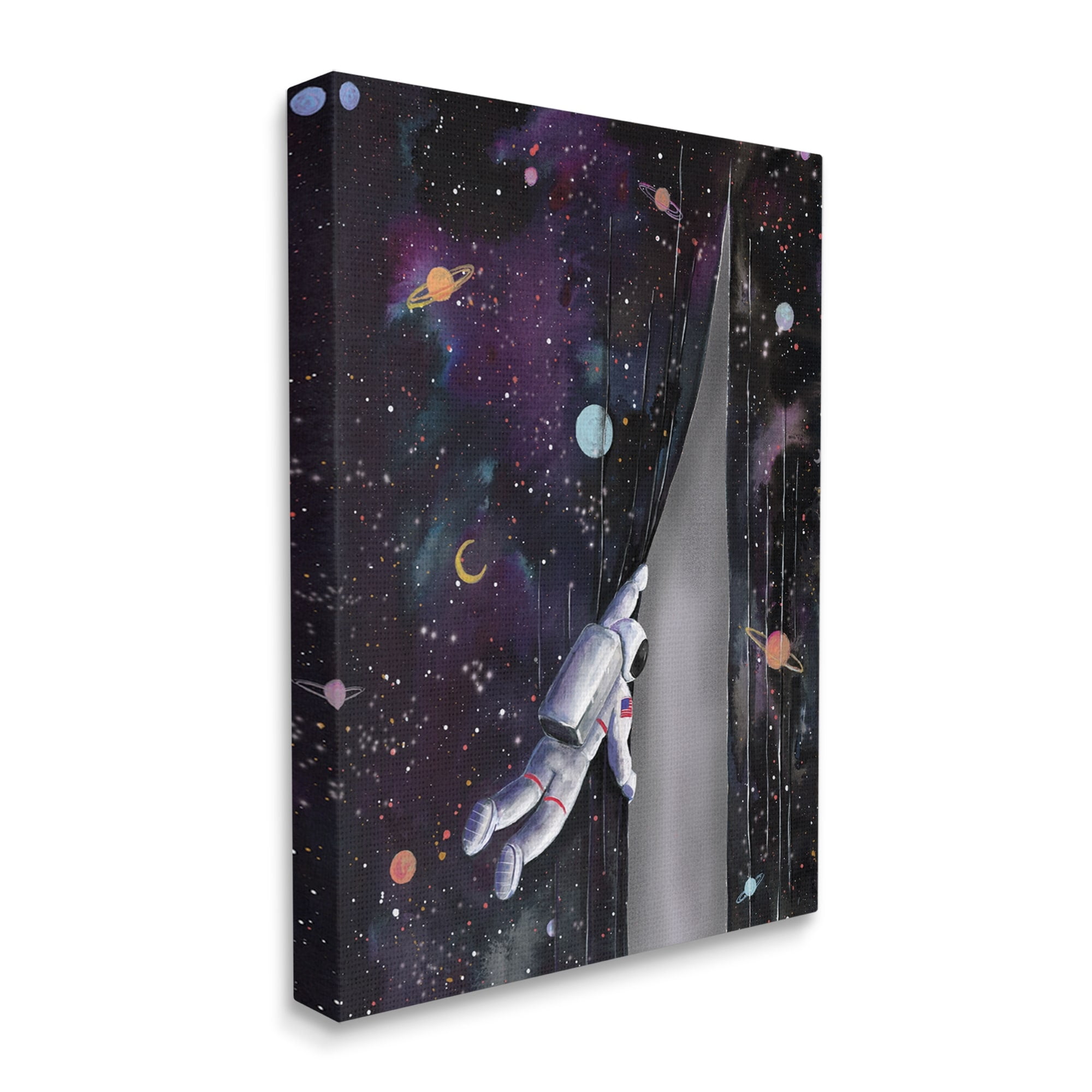 Stupell Industries Astronaut Opening Galaxy Surreal Universe Planets Stars Canvas Wall Art, 16 x 20, Design by Rachel Nieman