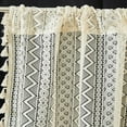 thumbnail image 5 of Boho Sheer Curtain Valance Crochet Lace with Bohemian Hollow Knitted Handmade Tassels, Short Farmhouse Window Treatment for Kitchen Cafe, 5 of 9