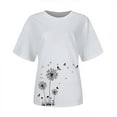 thumbnail image 4 of Sakmal Short Sleeve Womens Tops Under $10 White Crew Neck Modal Graphic T-Shirts Womens T Shirts, 4 of 6