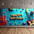 thumbnail image 5 of LUUFILx Happy Birthday Music Banner Backdrop Party Supplies Photography Props Celebration Background Decoration Guitar Microphone Sheet Music, 5 of 7