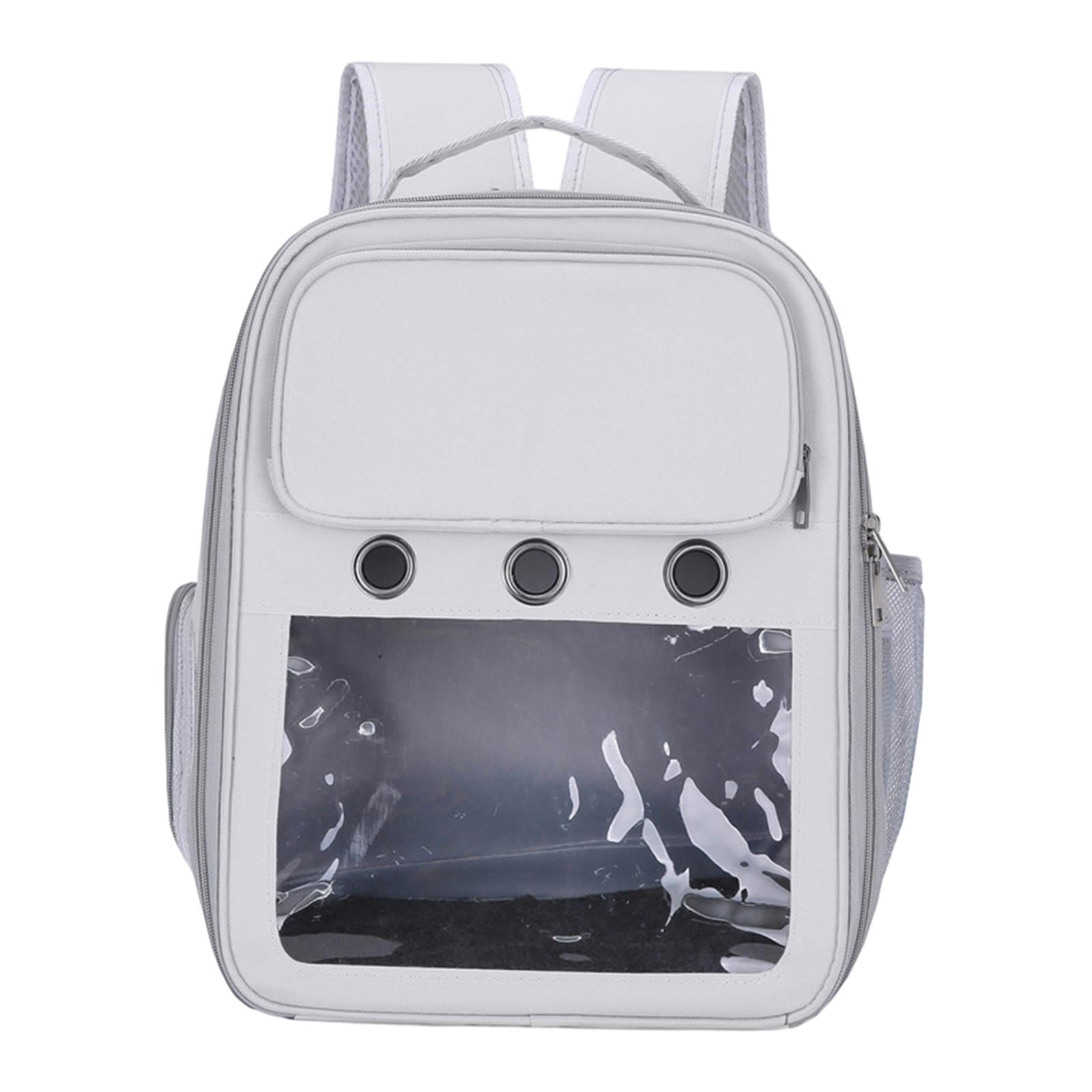 Cat Backpack Carrier Pet Hiking Backpack for Small Medium Dogs Cats Oxford Cloth Clear Window Carrying Bag for Camping Travel Gray