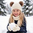 thumbnail image 2 of YUANxueke Winter Hat & Scarf & Gloves Set for Kids, Knitted Pom Pom Beanie, Warm 3-Piece Cold Weather Sets, 2 of 4