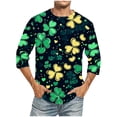 thumbnail image 1 of Blusas y camisas de manga corta y cuello redondo para hombre. Blusas casuales de manga 3/4 con cuello redondo y estampado a la moda para hombre. Blusas de poliéster para tiempo libre., 1 of 4