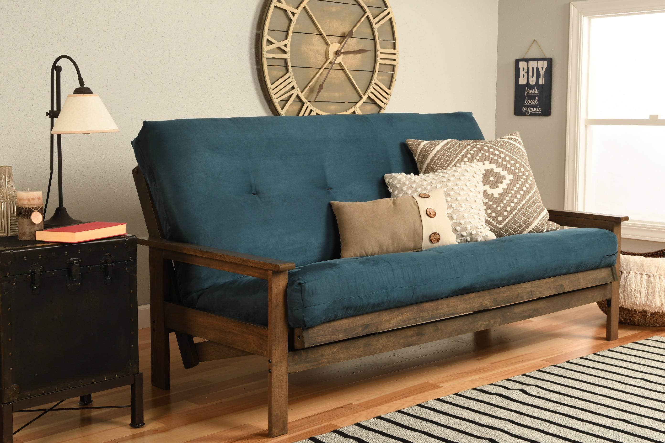 Albany Futon in Rustic Walnut Finish, Multiple Colors