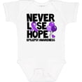 thumbnail image 3 of Inktastic Never Lose Hope Epilepsy Awareness with Balloons and Purple Ribbon Boys or Girls Baby Bodysuit, 3 of 5