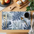thumbnail image 2 of Navy Blue Monstera Deliciosa Placemats Set of 4 Summer Botanical Tropical Place Mats Indoor Wipeable Table Mats Washable Cloth Dining Table Placemats for Kitchen Holiday Party Home Decor 13x19 Inch, 2 of 9