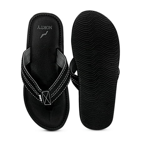 

NORTY Mens Arch Support Flip Flops Adult Male Pool Thong Sandals Black