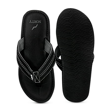 

NORTY Mens Arch Support Flip Flops Adult Male Pool Thong Sandals Black