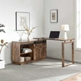 thumbnail image 2 of L Shaped Desk with Sliding Barn Door, 47" Computer Desk with Bookshelf, Corner Desk Workstation with Storage Shelves, Oak & White, 2 of 8