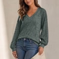 thumbnail image 3 of yillto Womens Sweaters Lace Long Sleeve V Neck Knit Fashion Tops Lightweight Dressy Trendy Sweater, 3 of 5